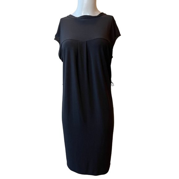 Jones New York Womens Shift Mini Dress Split V Neck Cap Sleeve Black Size 4 - Picture 5 of 9
